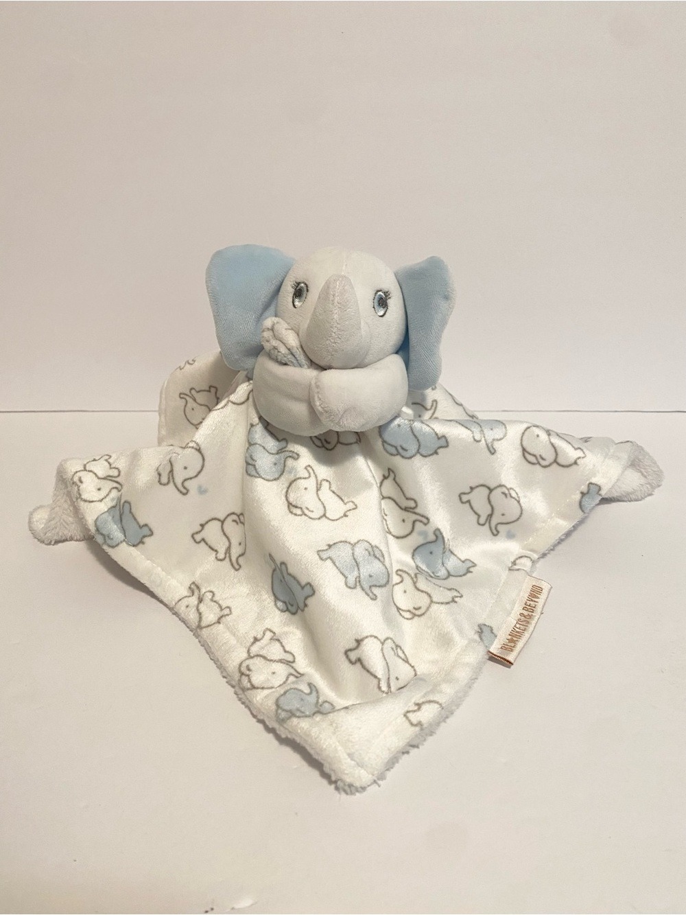 Blankets Beyond Elephant Lovey Blue White Print Security Plush Baby Soft Toy Boy